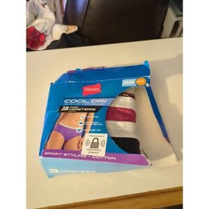 3 HANES WOMEN HIPSTERS M/6 Cotton No Ride Up No Pinch Wicking Cool Dri Tagless